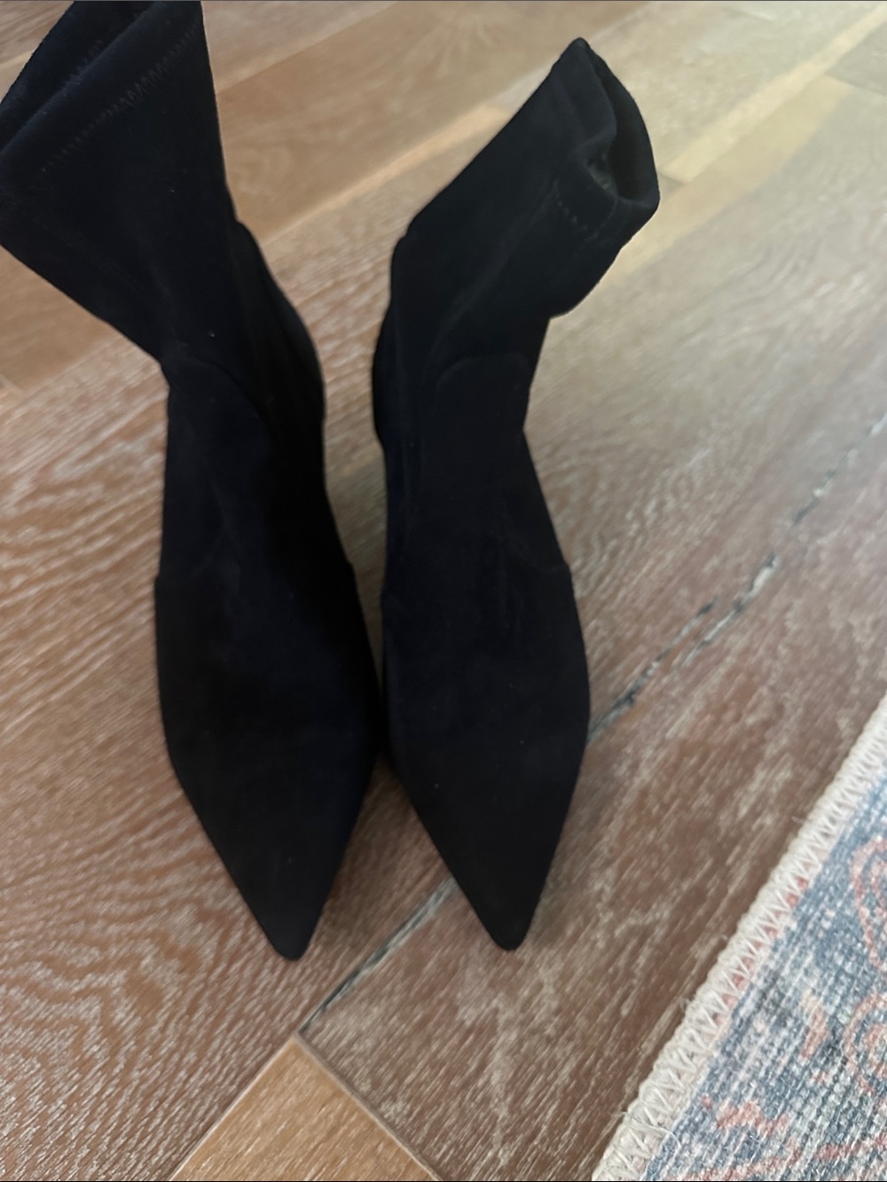 Stuart Weitzman Black Pointed Sock Booties brand New Mismatch size 7 and 8